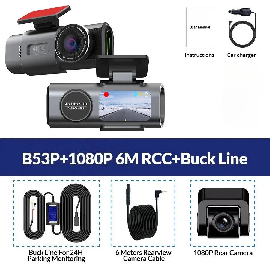 Dashcam Voiture 4K UHD – WiFi, GPS, Vision Nocturne & Surveillance Parking 24H