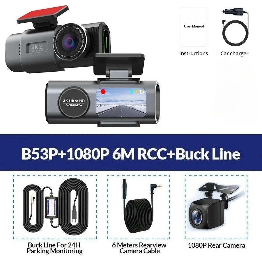 Dashcam Voiture 4K UHD – WiFi, GPS, Vision Nocturne & Surveillance Parking 24H