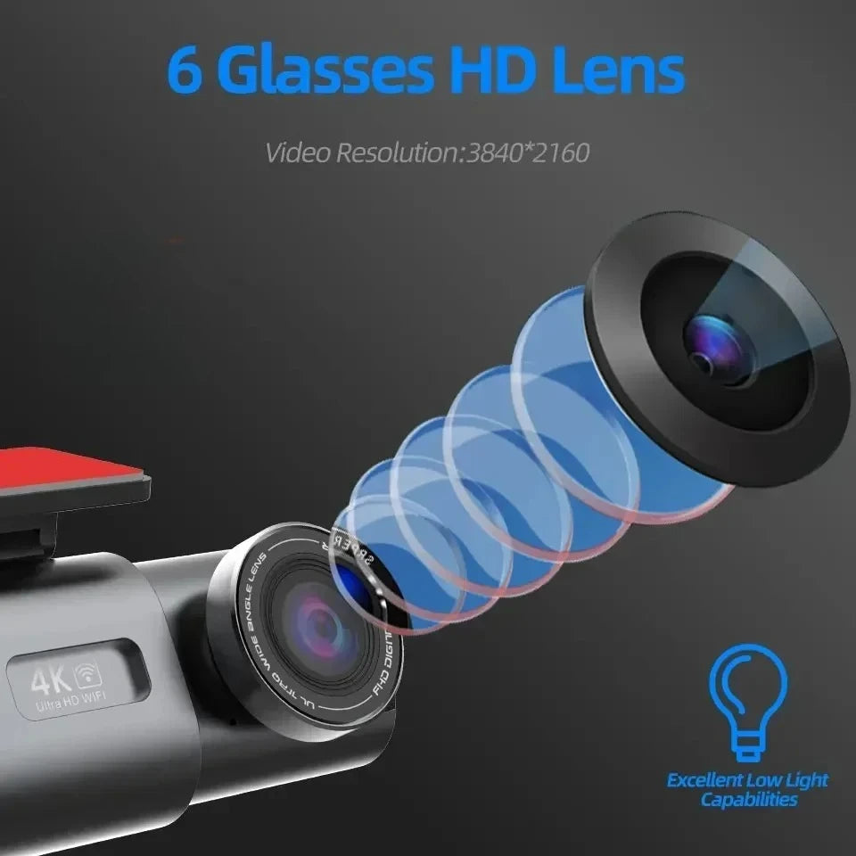 Dashcam Voiture 4K UHD – WiFi, GPS, Vision Nocturne & Surveillance Parking 24H