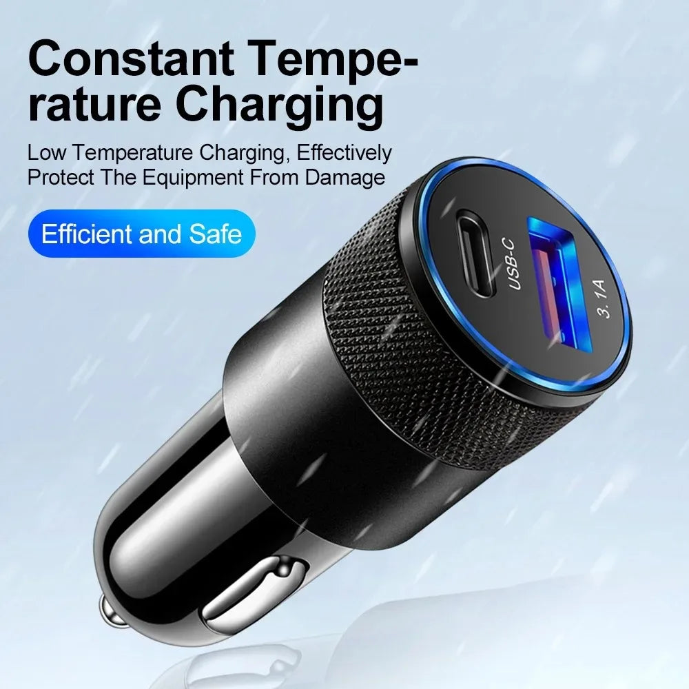 Chargeur de voiture USB 66 W Type-C – Adaptateur de charge rapide pour téléphone