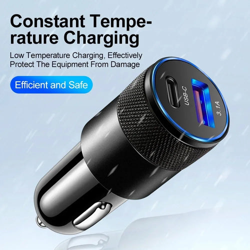 Chargeur de voiture USB 66 W Type-C – Adaptateur de charge rapide pour téléphone