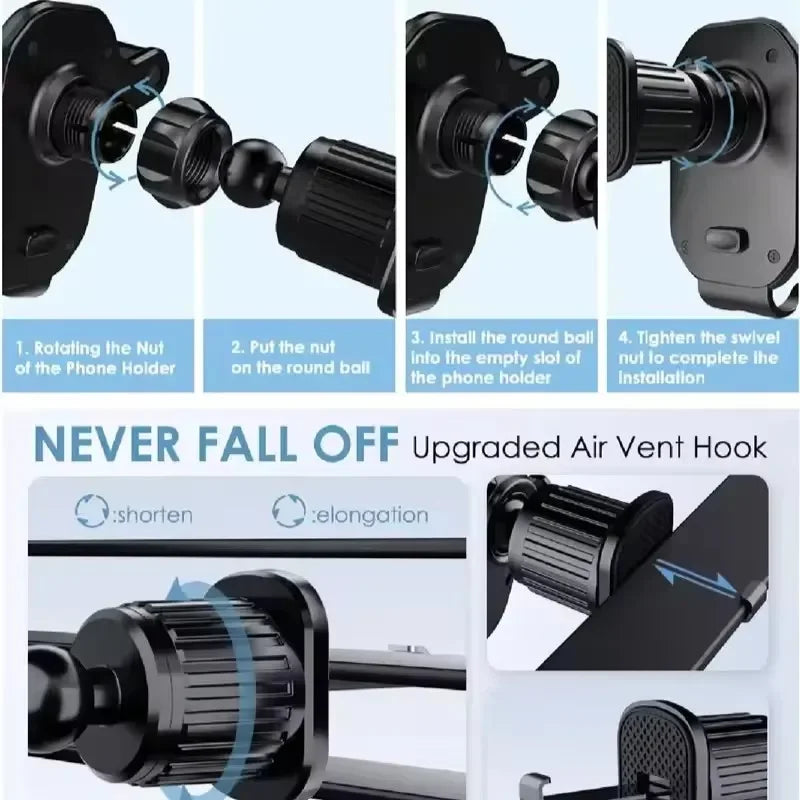 Car Phone Holder Car Air Vent Clip Mount Mobile Cell Stand Smartphone GPS Support For 4.7-6.7 Inch Mobile Devices For iPhone